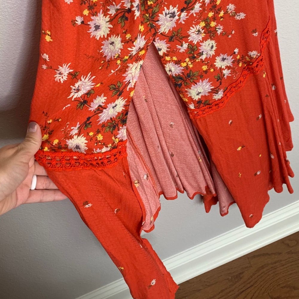 Free People Paradise Printed Maxi Dress in Red New - Picture 5 of 8